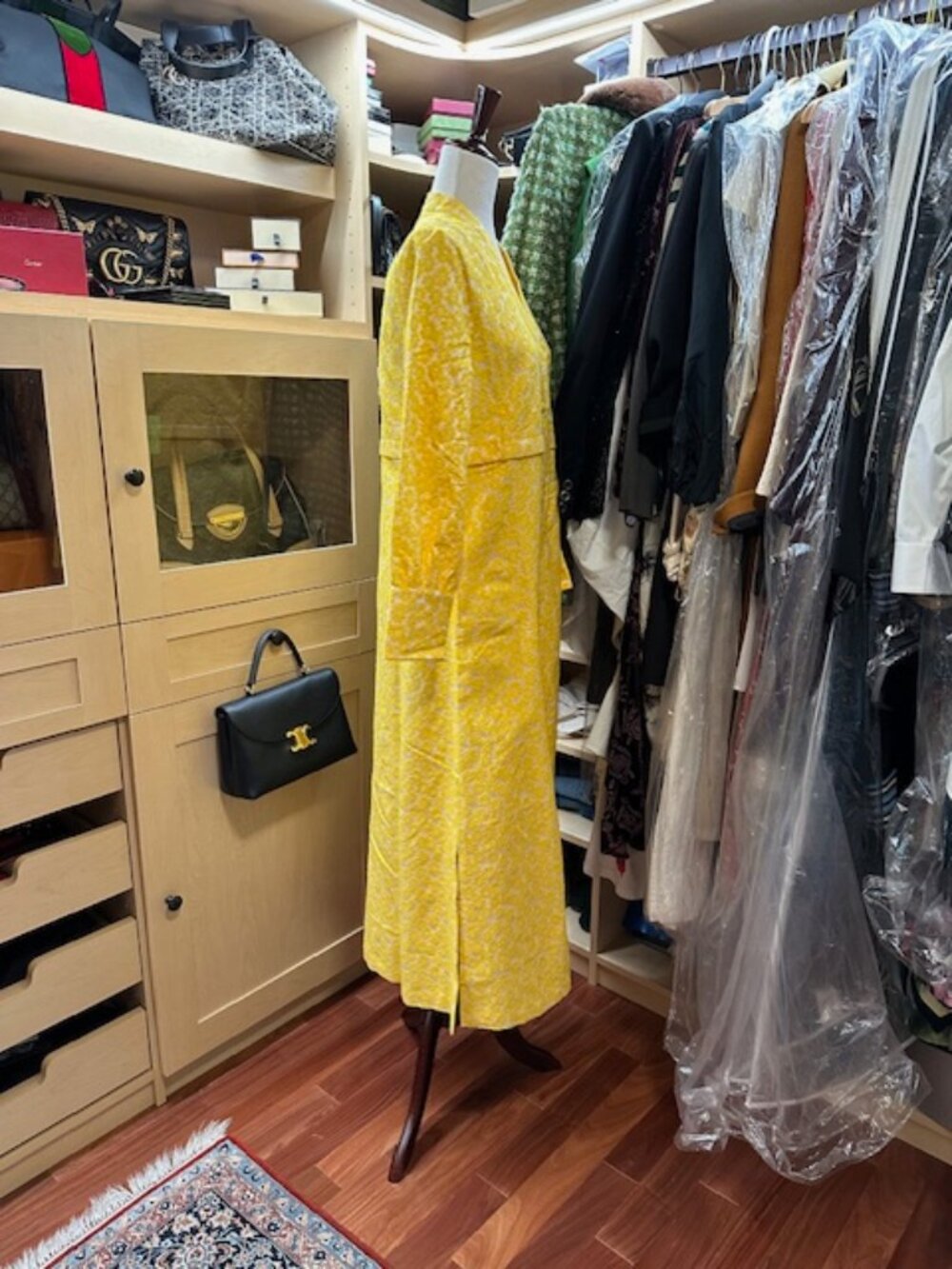 Tuckernuck Long Sleeve Size M Yellow Midi Dress - Picture 2 of 8